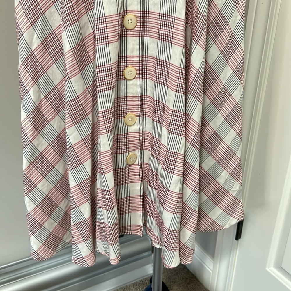 Veronica Beard Finn Checked Crepe Handkerchief Plaid Midi Dress Pockets Size 2 - Picture 5 of 16